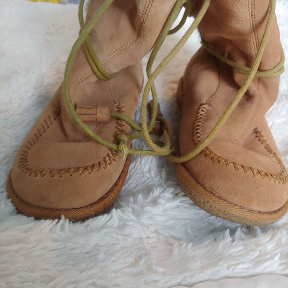 Eaerth Spirit Cozt Comfy Warm Soft Suede Leather Faux Fur Lace-up Boots 7 - Picture 3 of 7